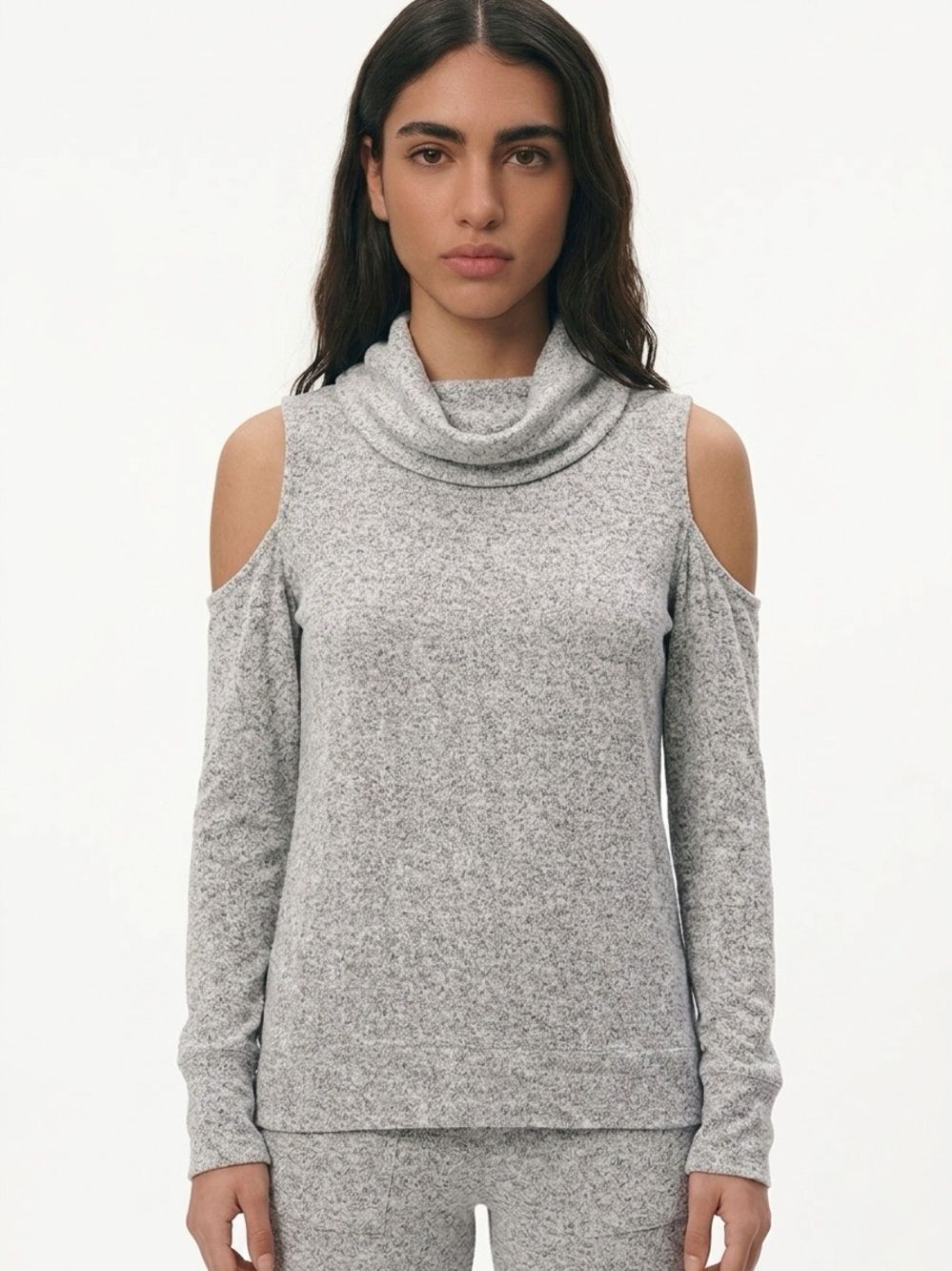 ACTIVE | Gray Cold Shoulder Cowl Neck Top/Sweater Women’s Size Small